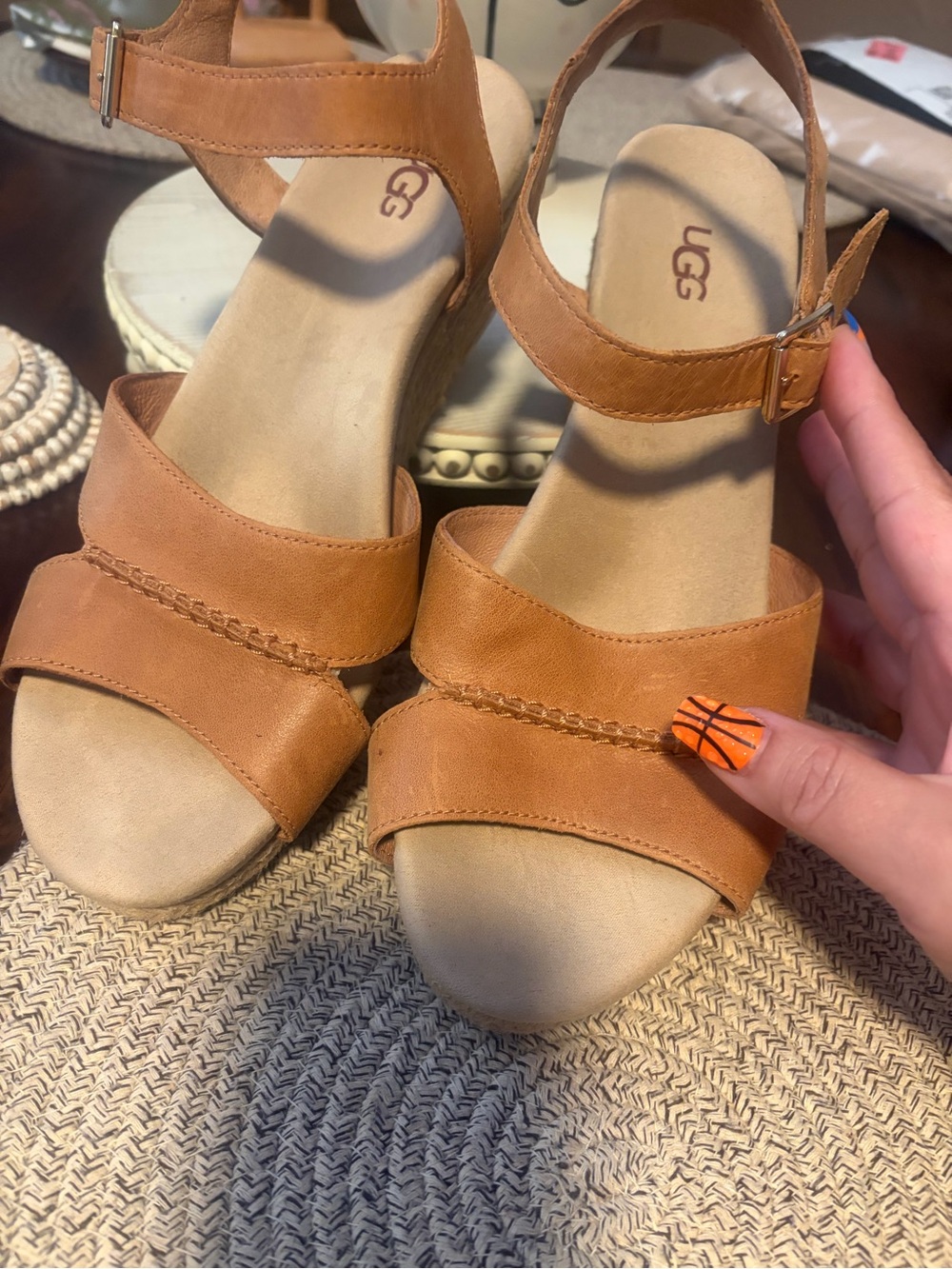 UGG Women’s  Leather Wedge Sandals